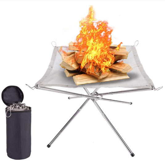 Outdoor Campfire Grill with Foldable Legs, Great for Wood Burning and Charcoal BBQ